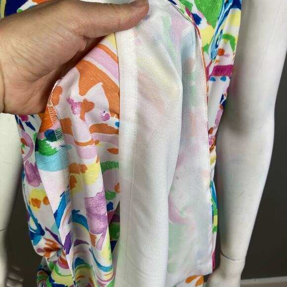 Lauren Ralph Lauren Dress Size 10 Colorful Sleeveless Wrap coastal summer - Picture 10 of 12